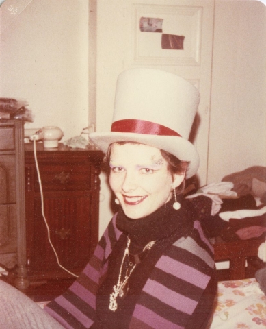 Dr. Nancy Mroczek with a tall hat.
